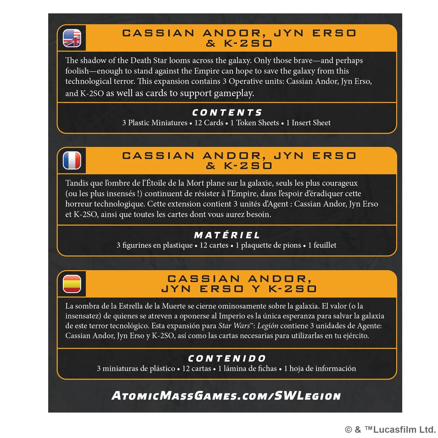 Star Wars: Legion – Cassian Andor, Jyn Erso & K-2SO