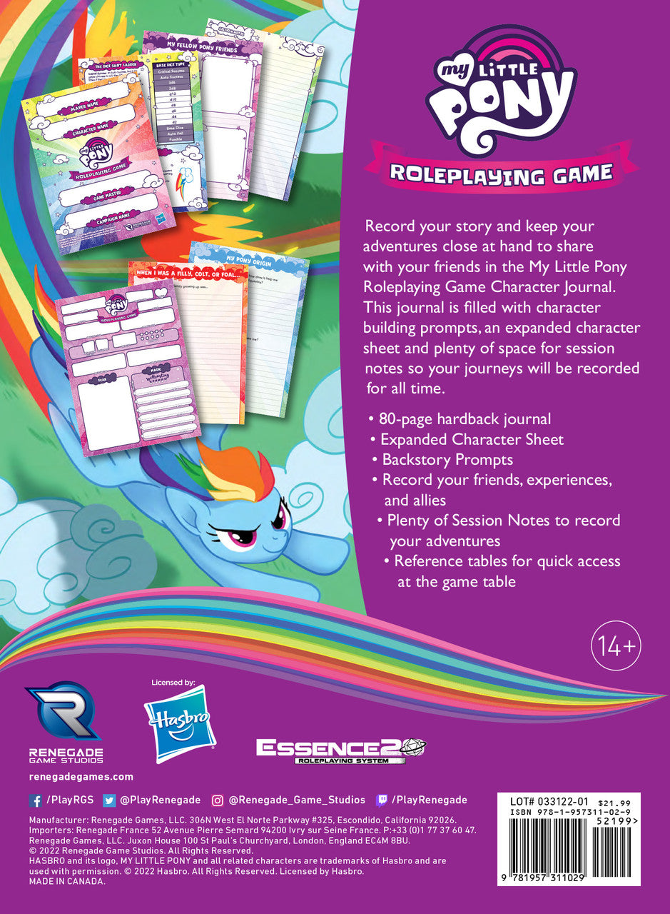 My Little Pony Roleplaying Game Expanded Character Sheet Journal ...