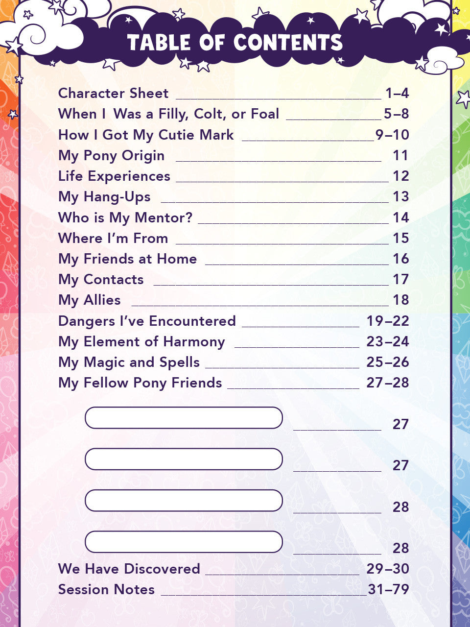 My Little Pony Roleplaying Game Expanded Character Sheet Journal ...