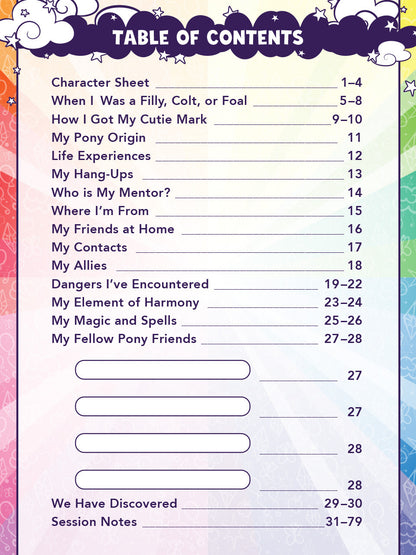 My Little Pony Roleplaying Game Expanded Character Sheet Journal