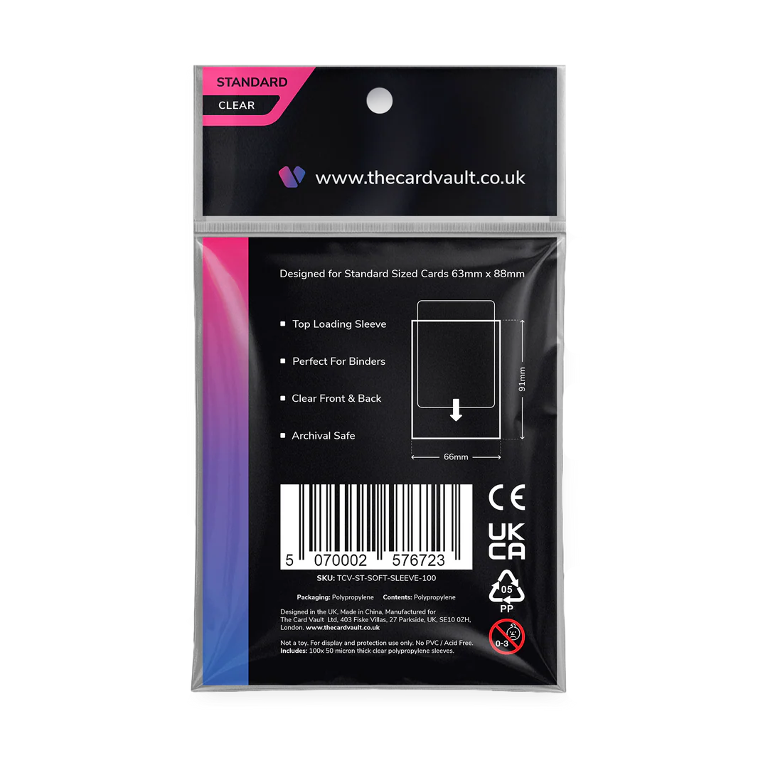 The Card Vault - Premium Trading Card Sleeves - Clear (100pk) Share